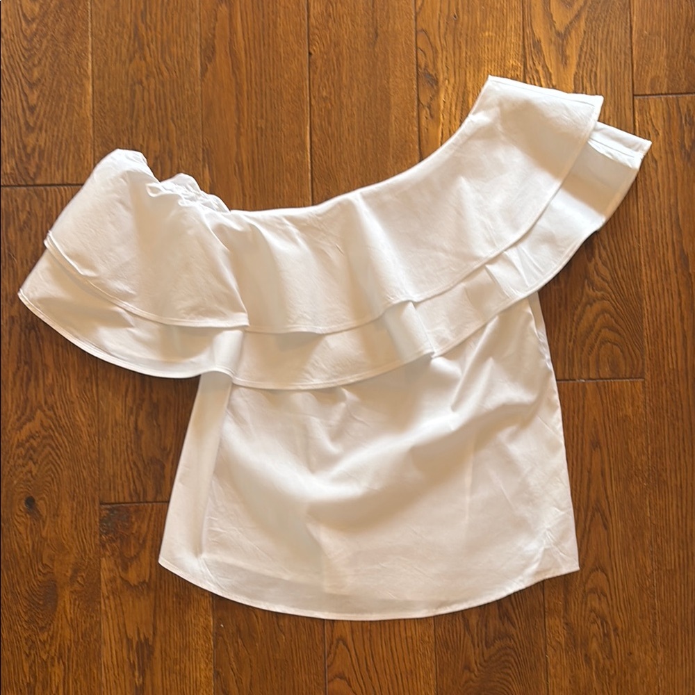 White Off-Shoulder Ruffle Top